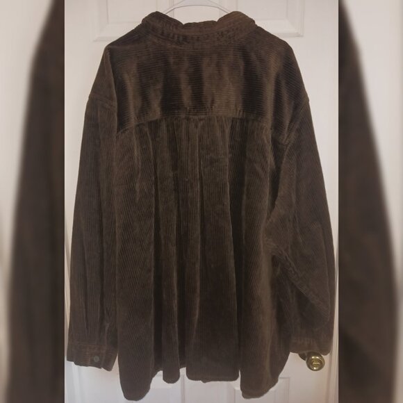 Roaman's Coffee Brown Corduroy Cotton Shacket Shirt Jacket 5XL Plus Size - Picture 2 of 5